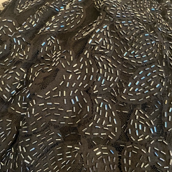 Halston heritage size 8 fully beaded black cape style dress euc - Picture 16 of 16